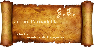 Zeman Bernadett névjegykártya